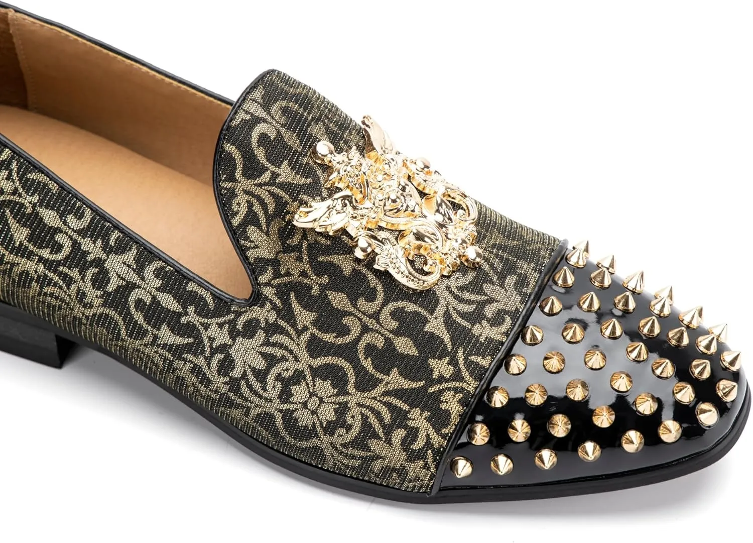 Meijiana Mens Velvet Loafers Dress Shoes with Metal Embellishments Party Luxury Loafer Shoes