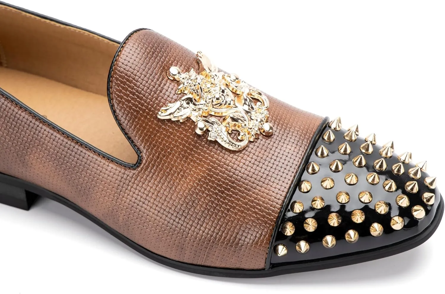 Meijiana Mens Velvet Loafers Dress Shoes with Metal Embellishments Party Luxury Loafer Shoes