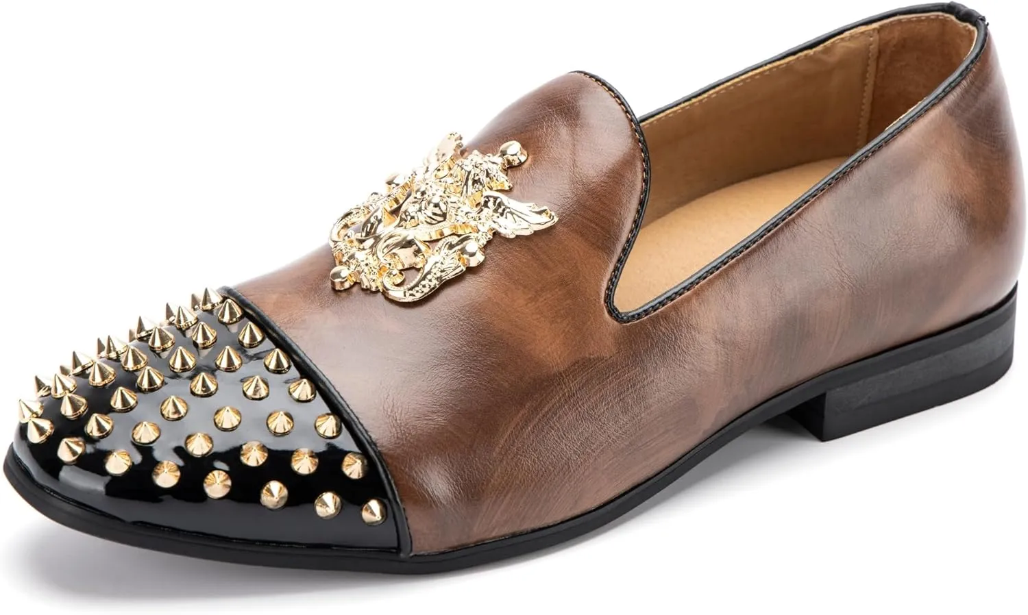 Meijiana Mens Velvet Loafers Dress Shoes with Metal Embellishments Party Luxury Loafer Shoes