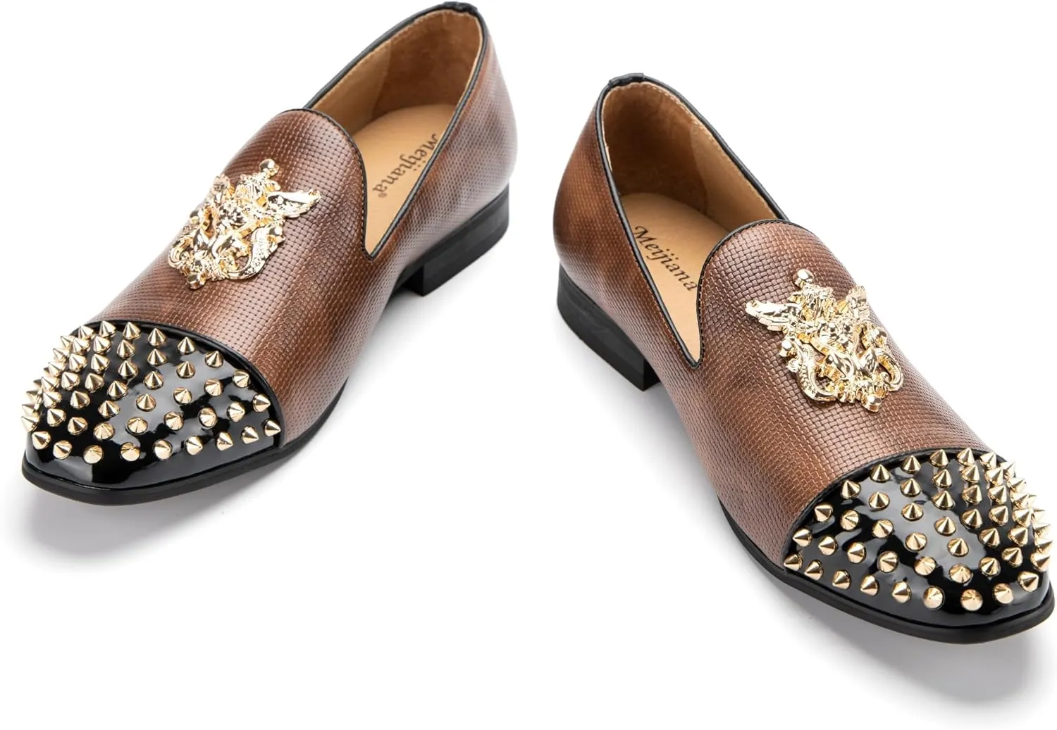 Meijiana Mens Velvet Loafers Dress Shoes with Metal Embellishments Party Luxury Loafer Shoes