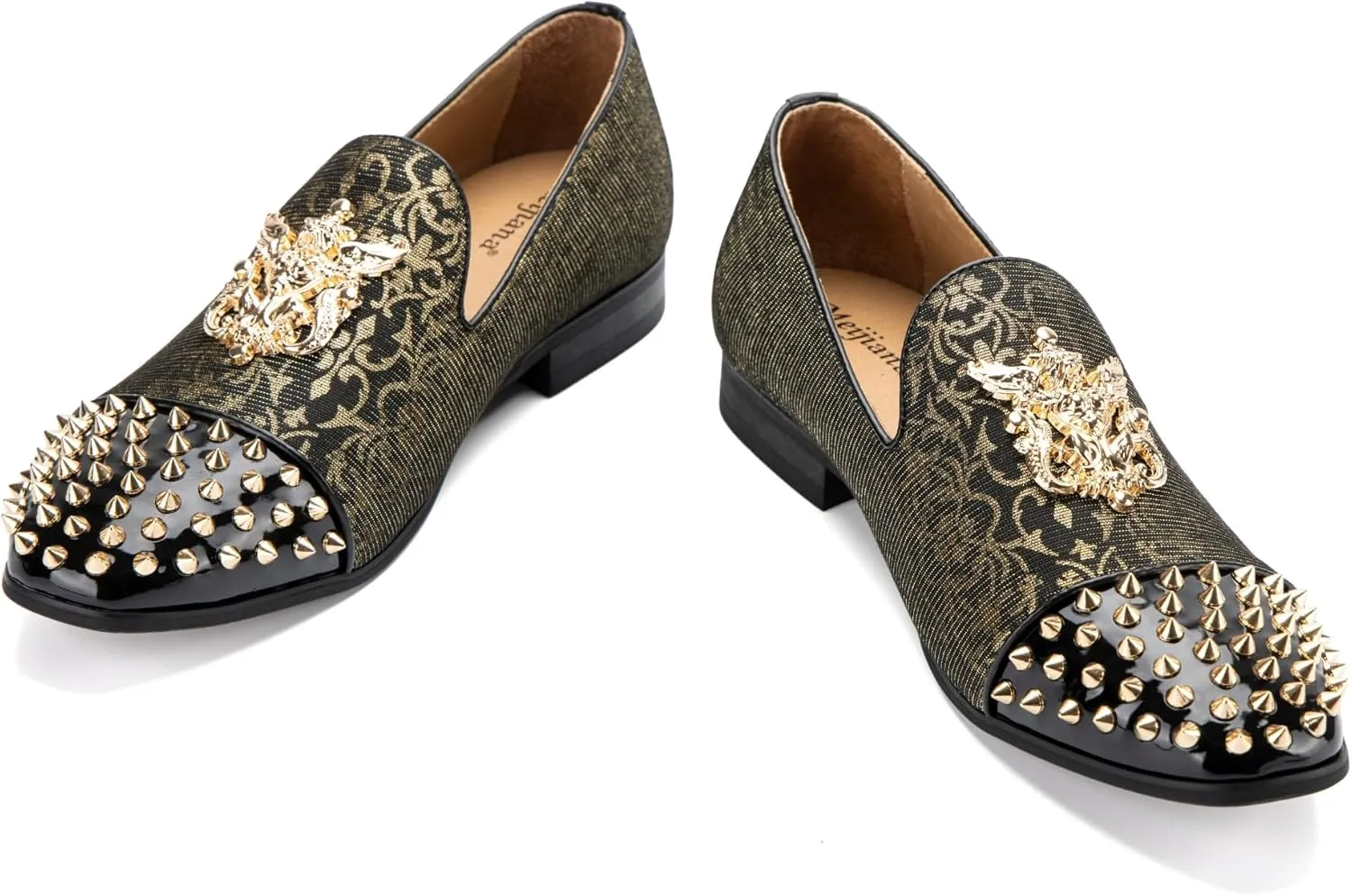 Meijiana Mens Velvet Loafers Dress Shoes with Metal Embellishments Party Luxury Loafer Shoes