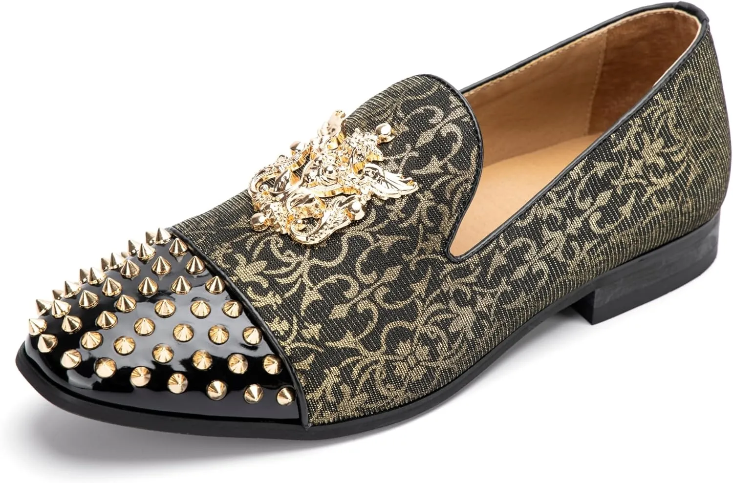 Meijiana Mens Velvet Loafers Dress Shoes with Metal Embellishments Party Luxury Loafer Shoes