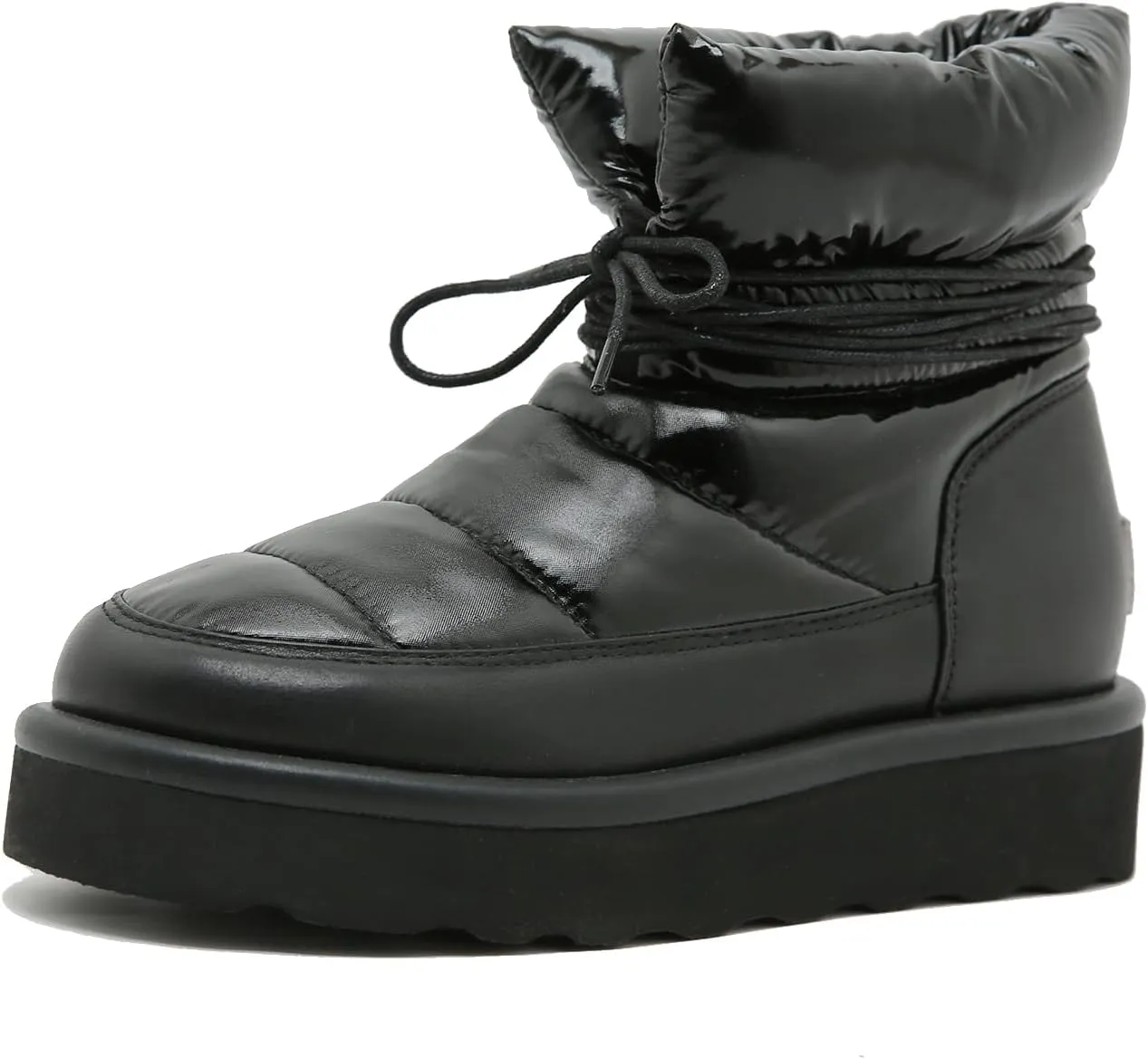 Mel&Syd 100% Australian Sheepskin Women Snow Boots - Waterproof Fur Lined Shearling Boots - Warm Insulated Lace Up Elastic Belt Mini Boots with Memory Foam Rubber Non-Slip Fashionable Walking Shoes
