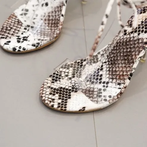 Melandra Snake Pattern Lace-Up Sandals