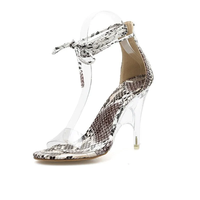 Melandra Snake Pattern Lace-Up Sandals