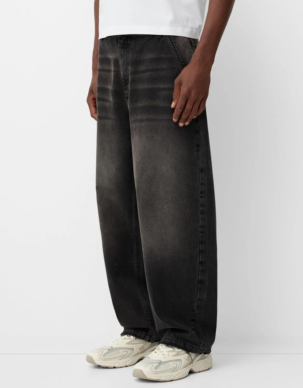 Men Grunge Jeans Vintage Baggy Wide Leg Hip Hop Skater Denim Pants Fashion Casual Loose Fit Trousers Streetwear