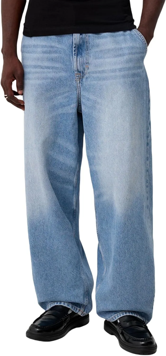 Men Grunge Jeans Vintage Baggy Wide Leg Hip Hop Skater Denim Pants Fashion Casual Loose Fit Trousers Streetwear