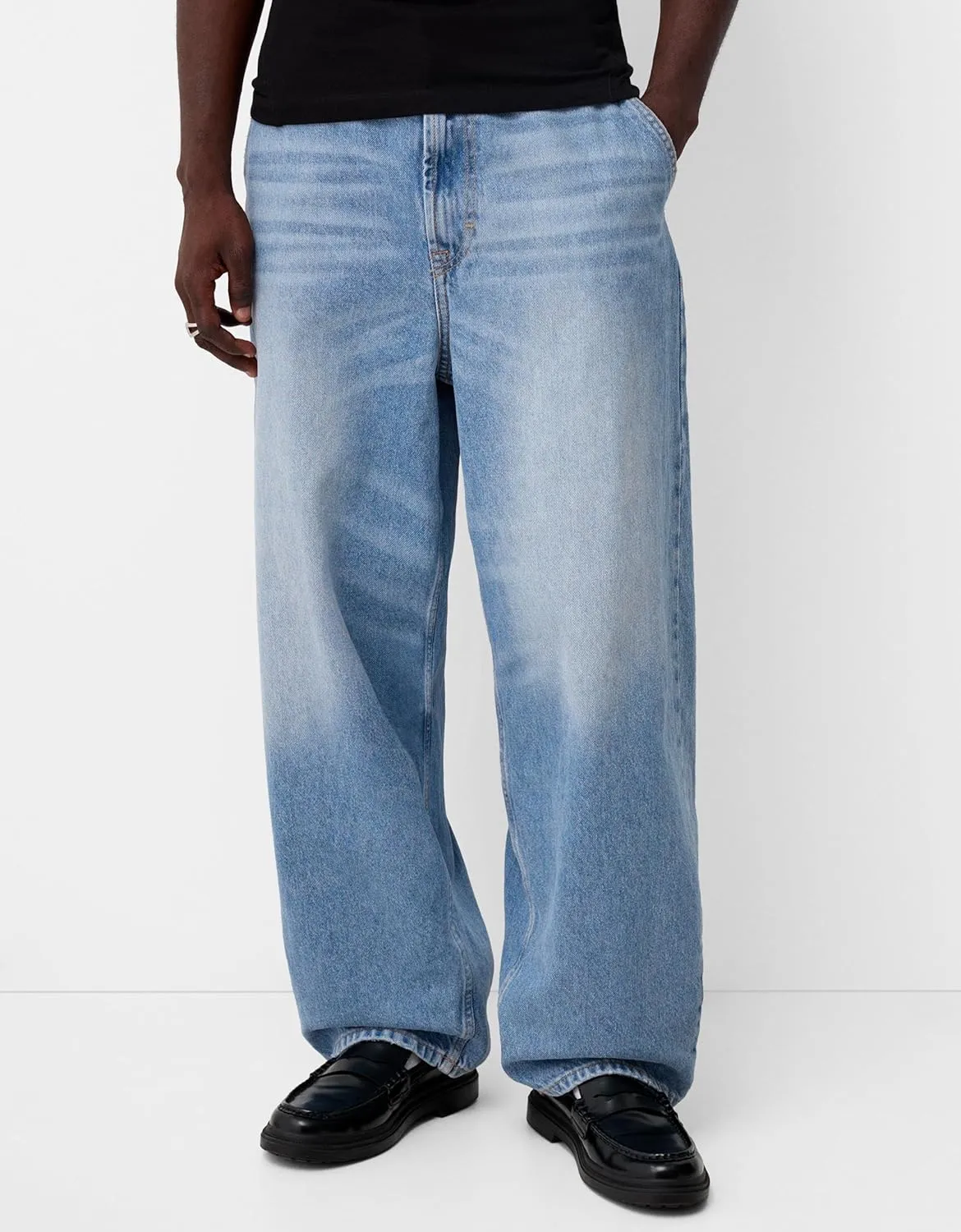 Men Grunge Jeans Vintage Baggy Wide Leg Hip Hop Skater Denim Pants Fashion Casual Loose Fit Trousers Streetwear