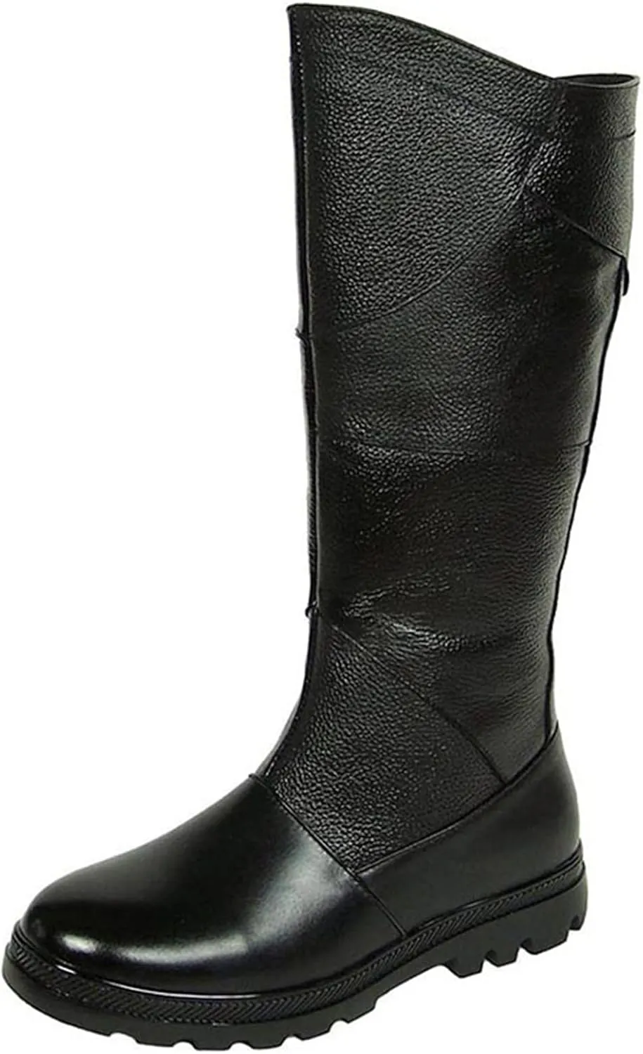 Men Leather Riding High Boots Outdoor British Style Knee High Wide Calf Equestrian Shoes Knight Fashion Long Boots(Color:Black,Size:UK3)