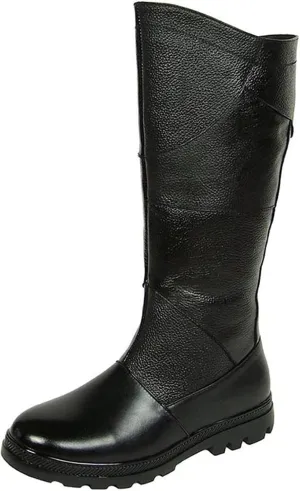Men Leather Riding High Boots Outdoor British Style Knee High Wide Calf Equestrian Shoes Knight Fashion Long Boots(Color:Black,Size:UK6)