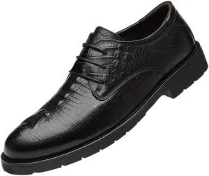 Men Oxford Shoes Men's Fashion Business Breathable Derby Shoes Lace Up Work Loafers Classic Pointed Toe Shiny Comfortable Dress Shoes