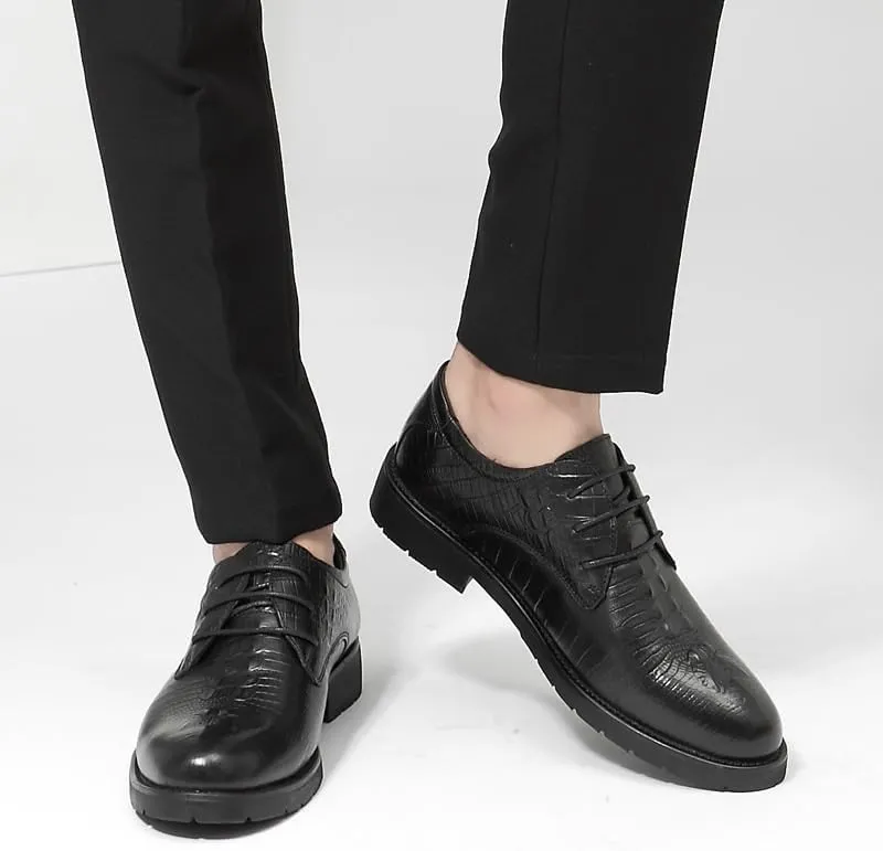 Men Oxford Shoes Men's Fashion Business Breathable Derby Shoes Lace Up Work Loafers Classic Pointed Toe Shiny Comfortable Dress Shoes