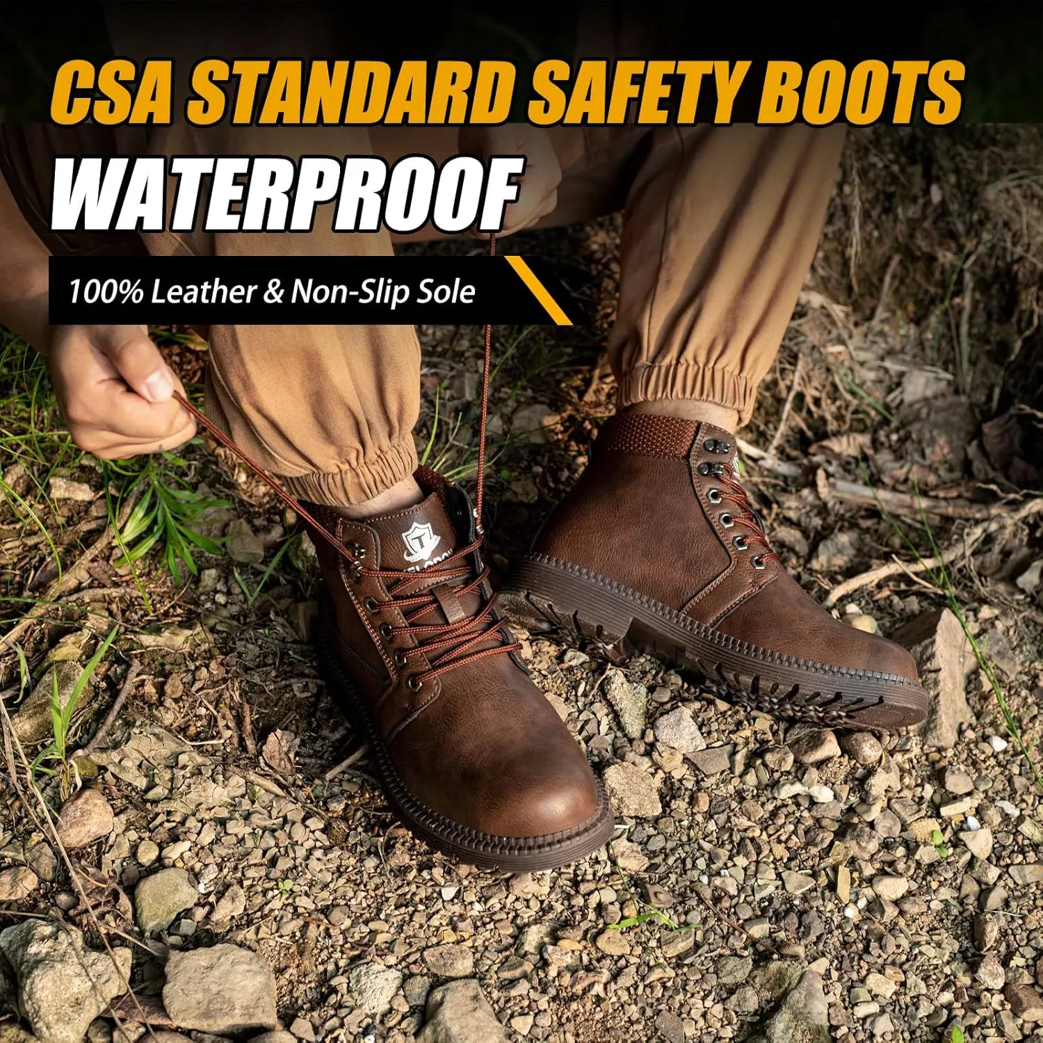 Men's 6-Inch Leather Winter Safety Boots - Waterproof Steel Toe, Indestructible, Warm Construction