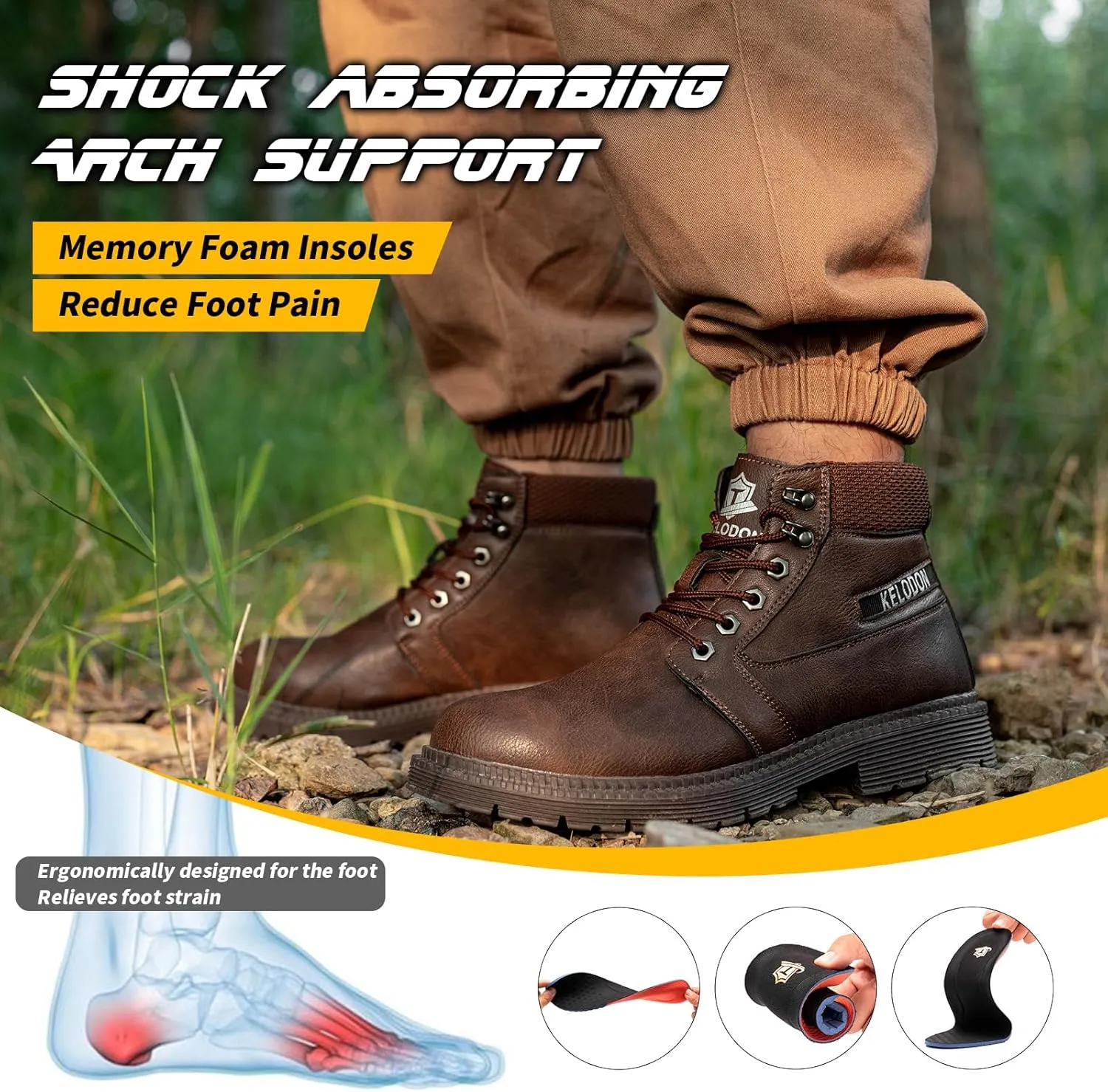 Men's 6-Inch Leather Winter Safety Boots - Waterproof Steel Toe, Indestructible, Warm Construction