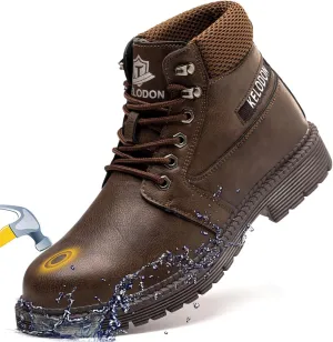 Men's 6-Inch Leather Winter Safety Boots - Waterproof Steel Toe, Indestructible, Warm Construction
