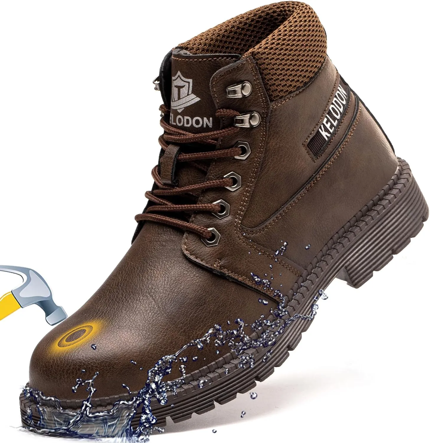 Men's 6-Inch Leather Winter Safety Boots - Waterproof Steel Toe, Indestructible, Warm Construction