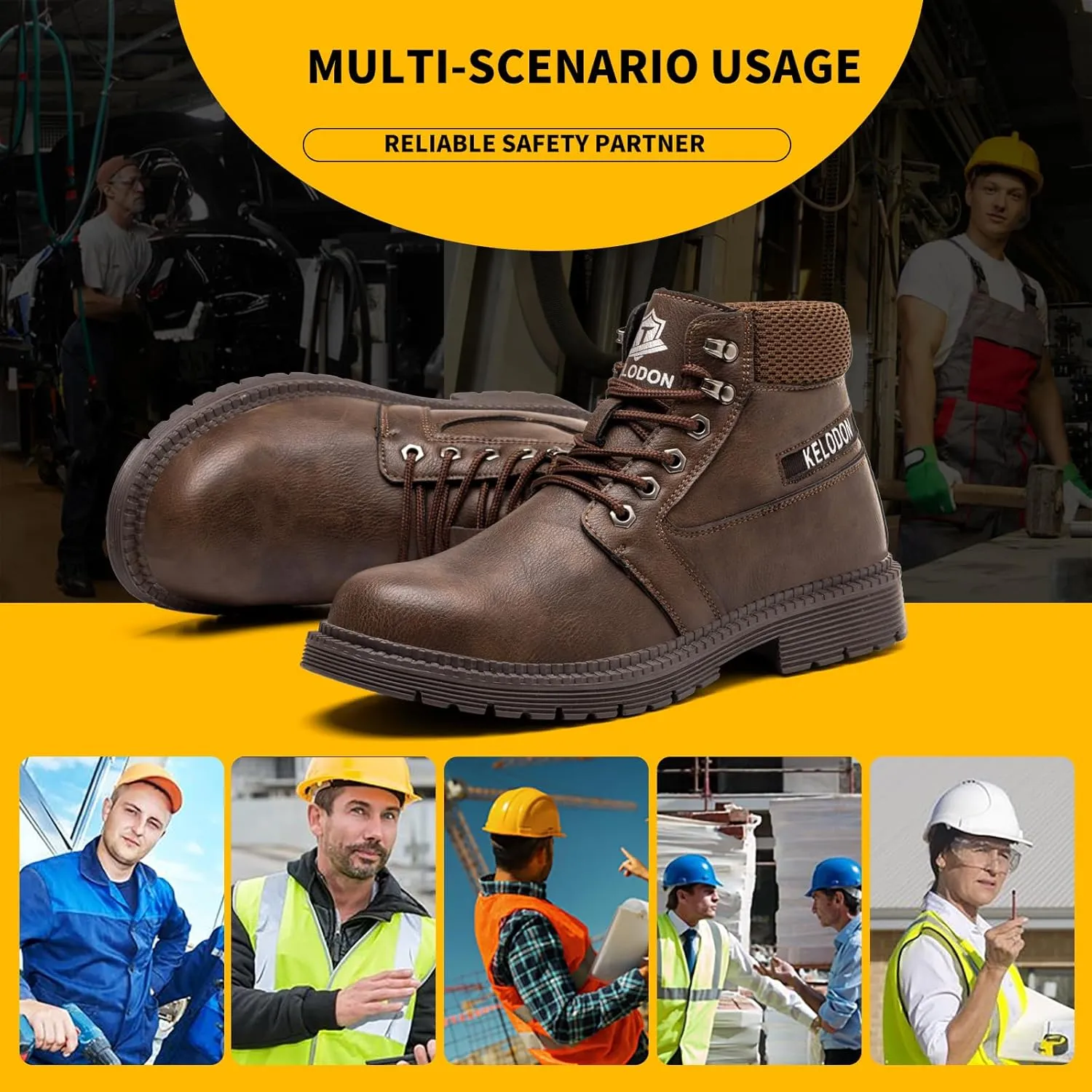 Men's 6-Inch Leather Winter Safety Boots - Waterproof Steel Toe, Indestructible, Warm Construction