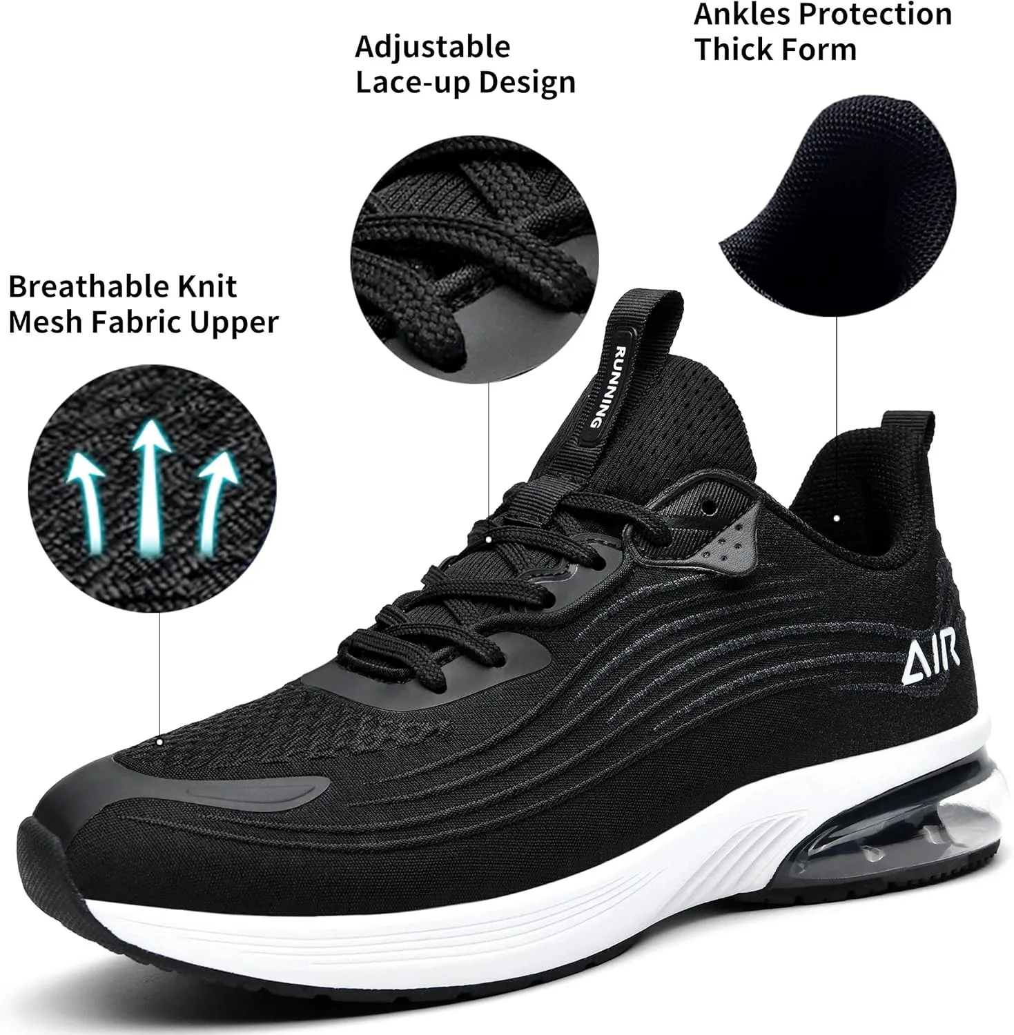 Mens Air Running Shoes Comfortable Walking Tennis Sneakers Lighweight Athletic Shoes for Sport Gym Jogging US 7-12