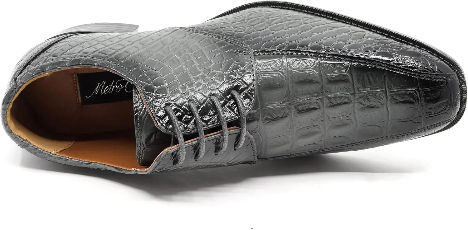 Men's Alligator Crocodile Print Oxford Fashion Lace Up Dress Shoe croco-03