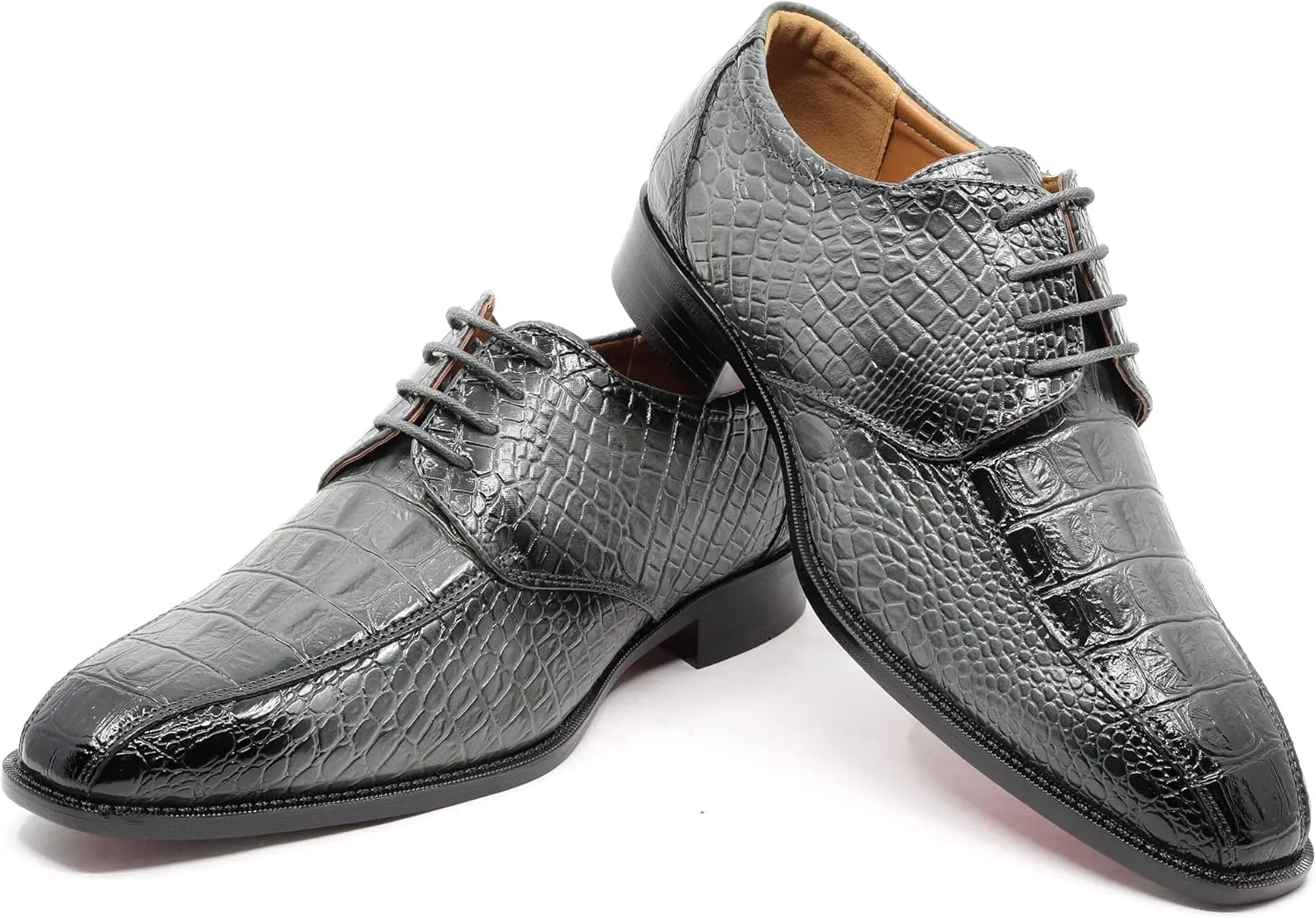 Men's Alligator Crocodile Print Oxford Fashion Lace Up Dress Shoe croco-03