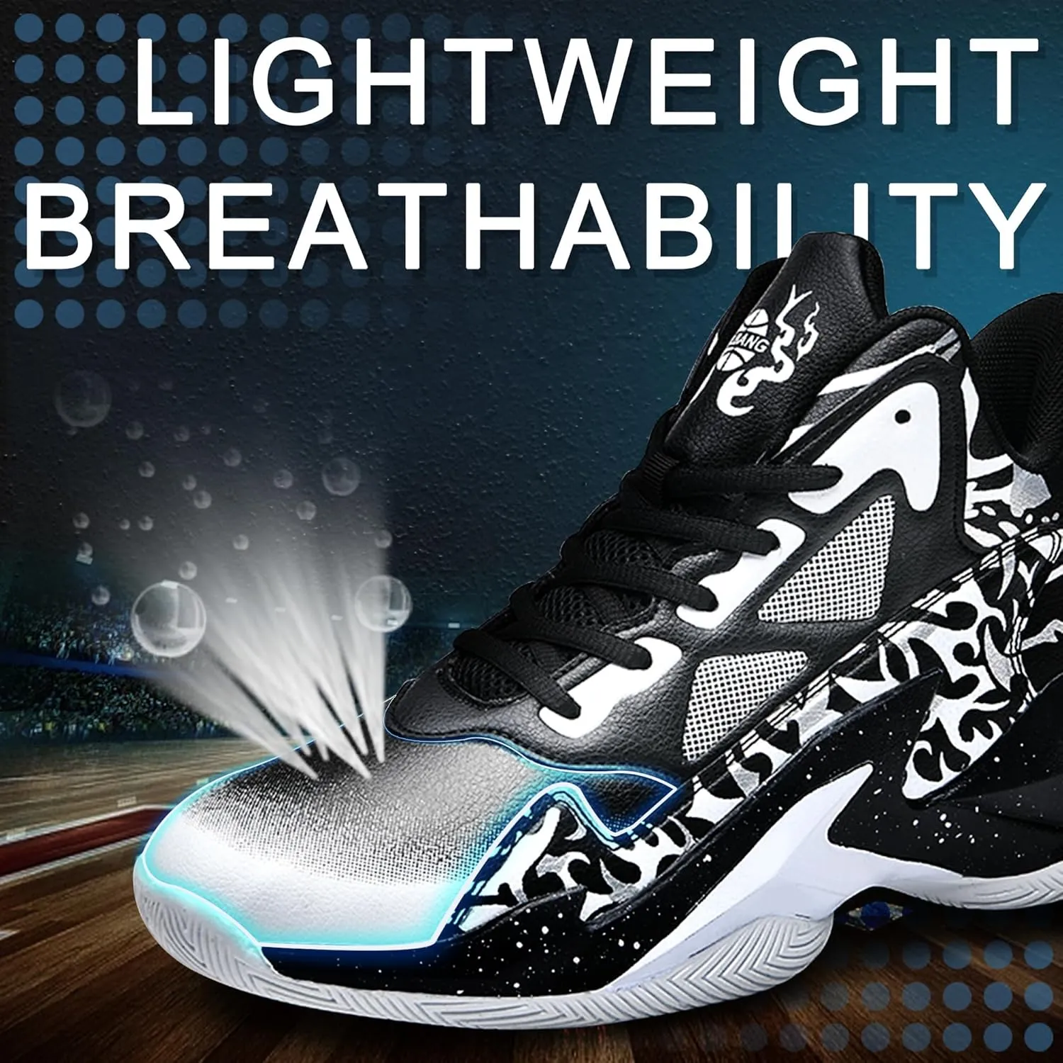 Men's Basketball Shoes Breathable Anti Slip Fashionable Graffiti Training Shoes Outdoor Shoes