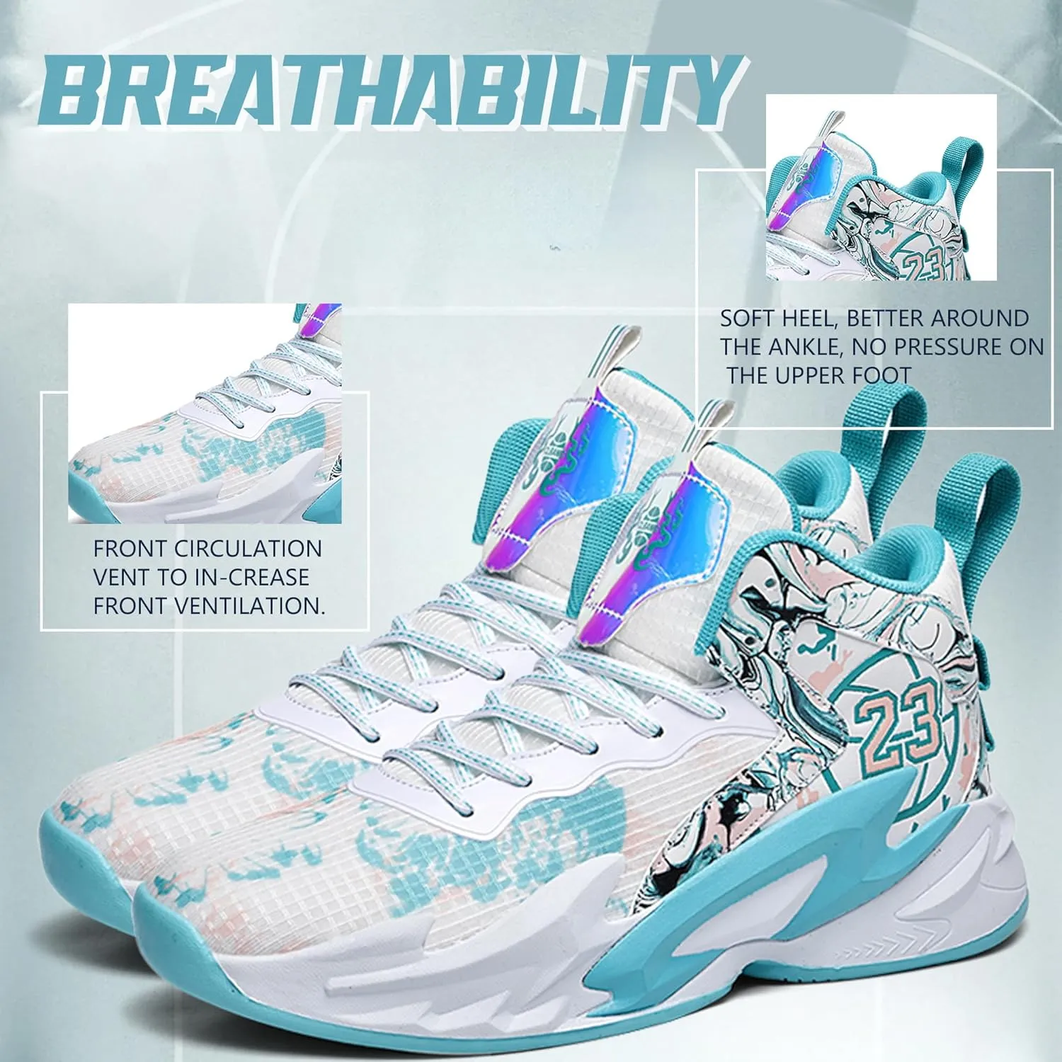 Men's Basketball Shoes Breathable Anti Slip Fashionable Graffiti Training Shoes Outdoor Shoes