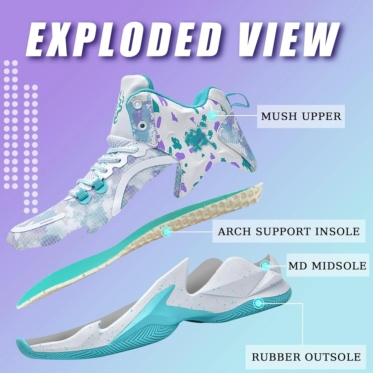 Men's Basketball Shoes Breathable Anti Slip Fashionable Graffiti Training Shoes Outdoor Shoes