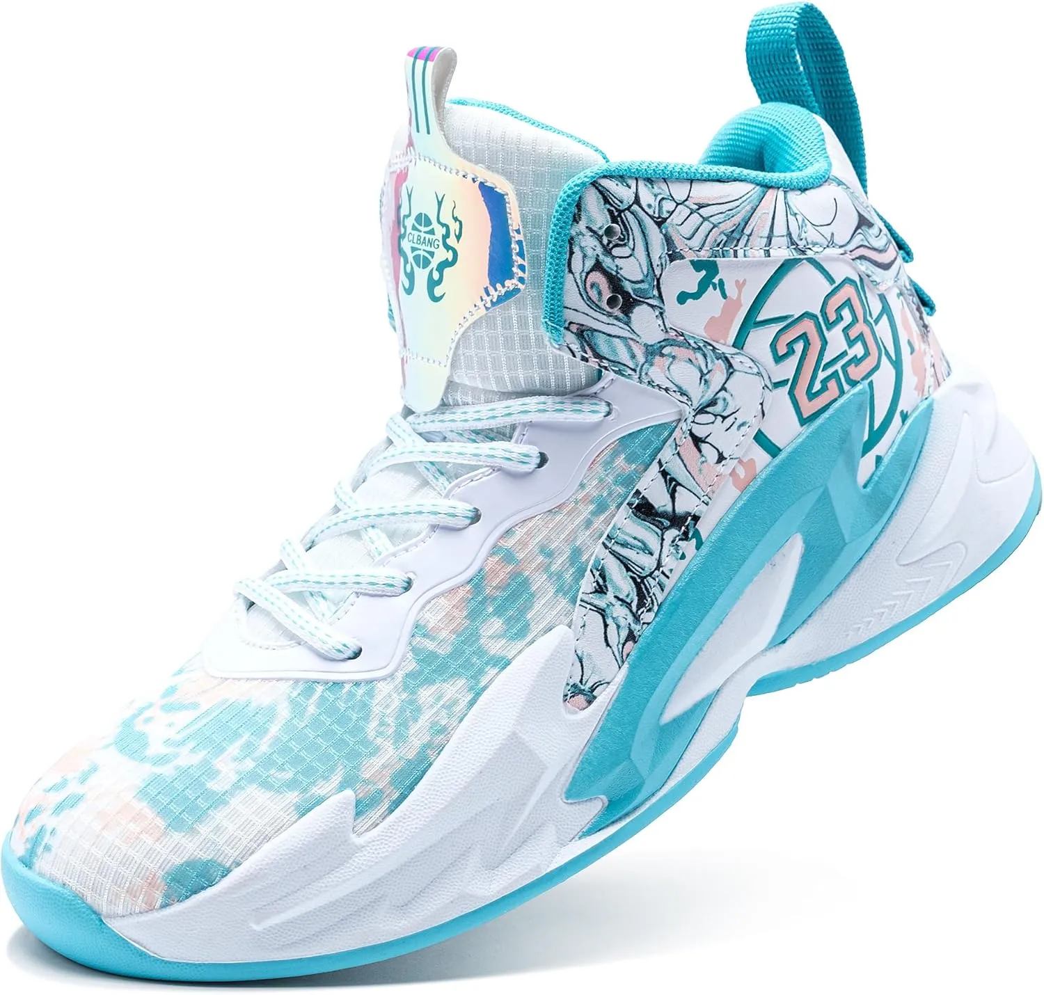 Men's Basketball Shoes Breathable Anti Slip Fashionable Graffiti Training Shoes Outdoor Shoes