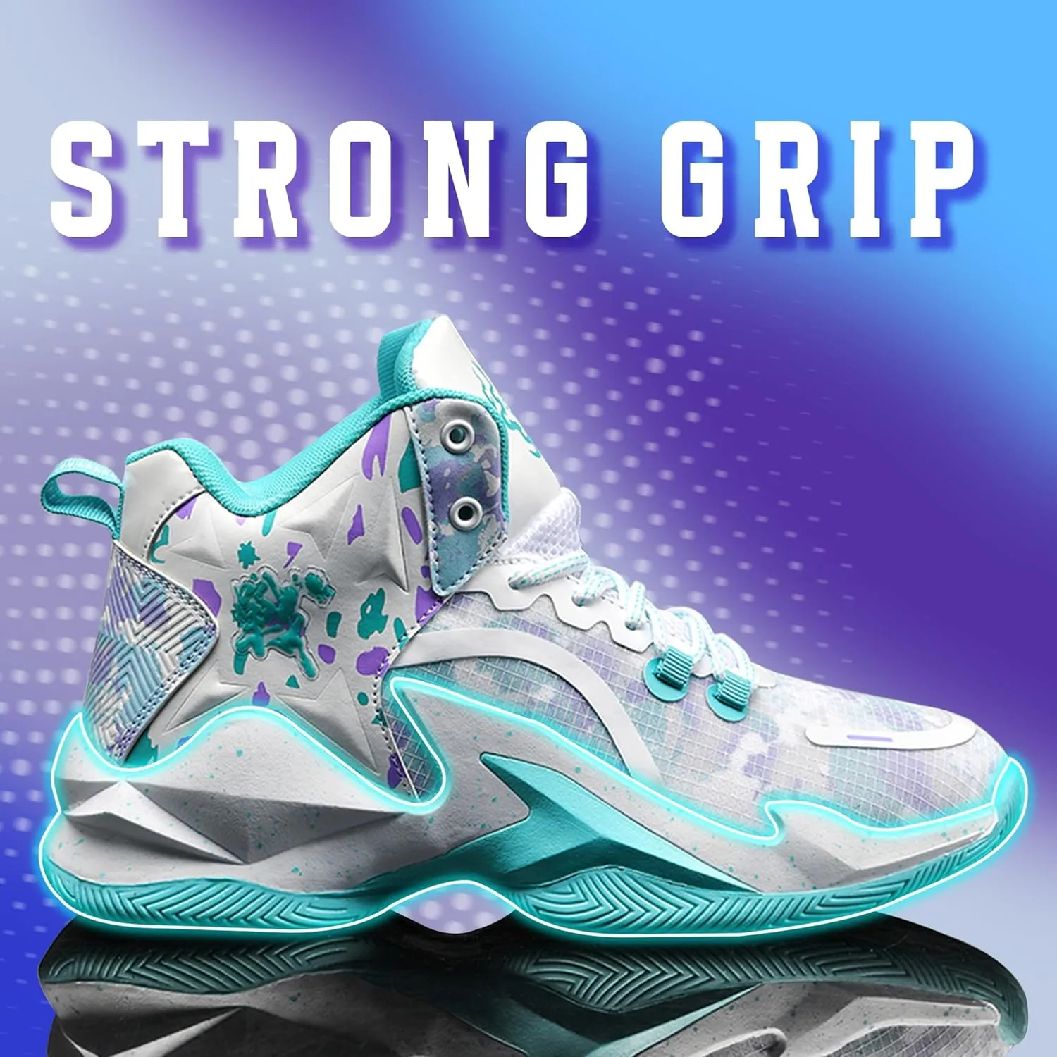 Men's Basketball Shoes Breathable Anti Slip Fashionable Graffiti Training Shoes Outdoor Shoes