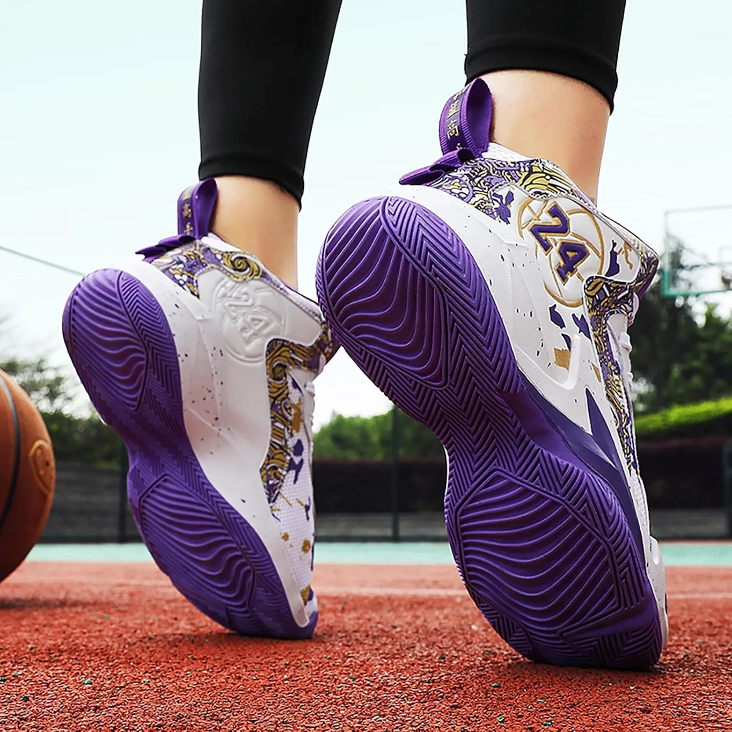 Men's Basketball Shoes No-Slip Breathable Outdoor Shoes Women's Fashion Graffiti Training Shoes