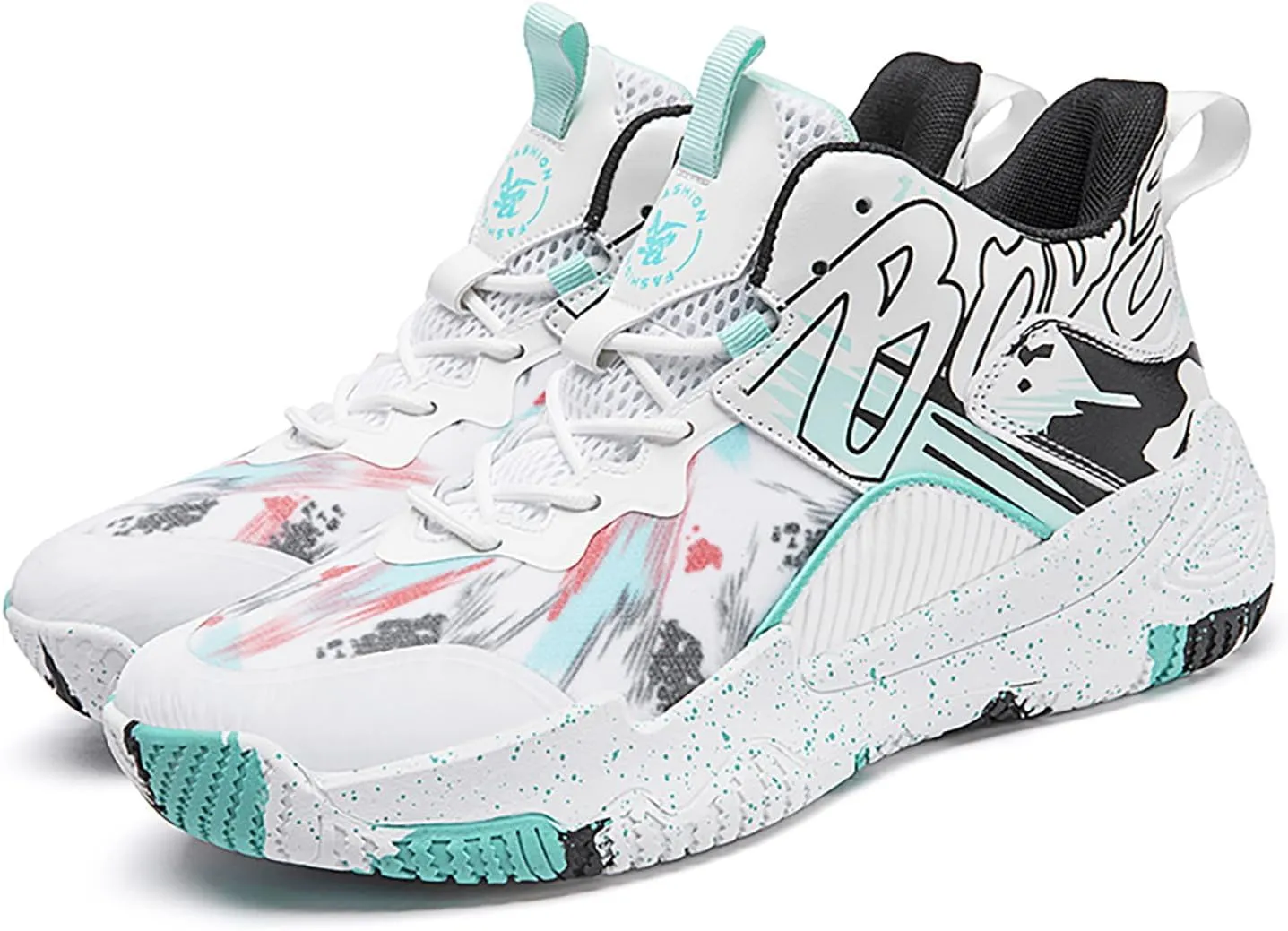 Men's Basketball Shoes No-Slip Breathable Outdoor Shoes Women's Fashion Graffiti Training Shoes