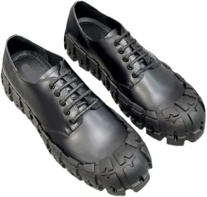 Men's Black Platform Chunky Slip-On Penny Loafers Mens Genuine Leather Dress Shoes