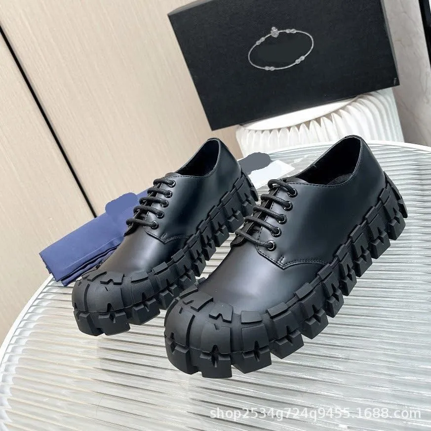 Men's Black Platform Chunky Slip-On Penny Loafers Mens Genuine Leather Dress Shoes