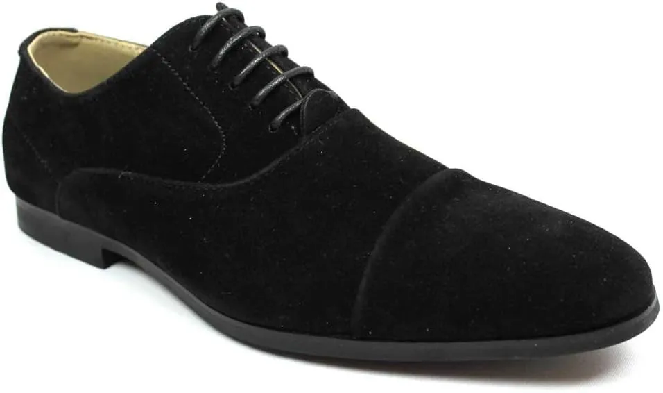 Men's Cap Toe Black Suede Dress Shoes Lace up Oxfords by Azar