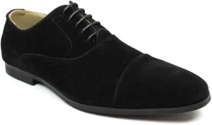 Men's Cap Toe Black Suede Dress Shoes Lace up Oxfords by Azar