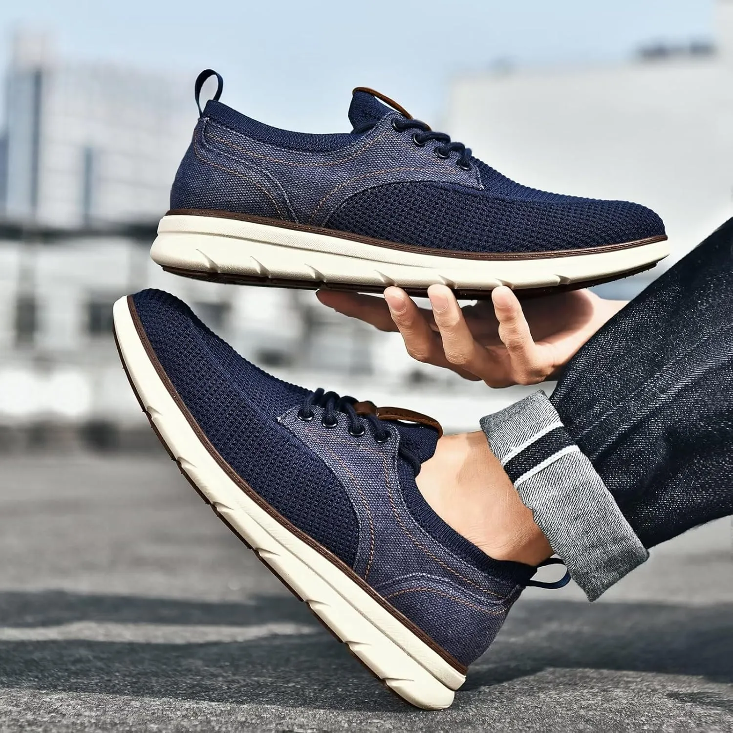 Men's Casual Dress Oxfords Business Walking Shoes Comfortable Mesh Work Sneakers
