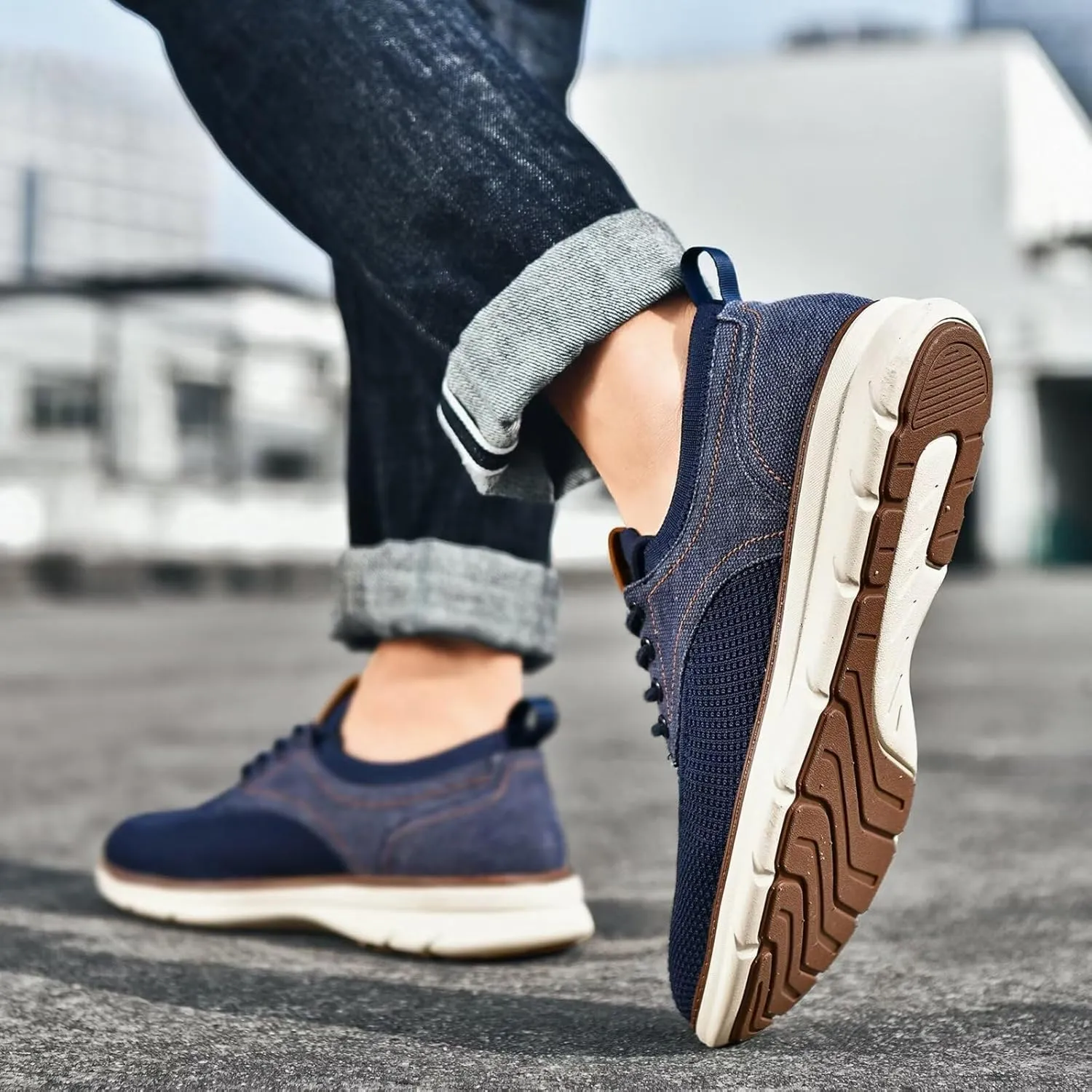 Men's Casual Dress Oxfords Business Walking Shoes Comfortable Mesh Work Sneakers