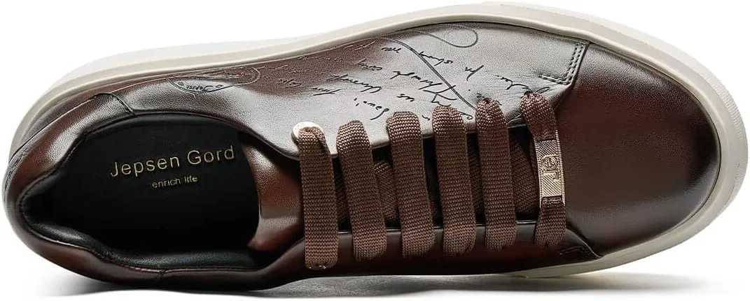 Men's Casual Dress Sneakers Genuine Italian Cowhide Leather Business Walking Shoes Lightweight Fashion with XL Extralight Sole