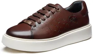 Men's Casual Dress Sneakers Genuine Italian Cowhide Leather Business Walking Shoes Lightweight Fashion with XL Extralight Sole