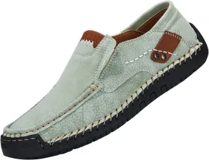 Men's Casual Shoes 2025 Breathable Comfy Flat Bottom Bussiness Casual Shoes for Work Slip on Non Slip Plus Size Leather Loafers for Men