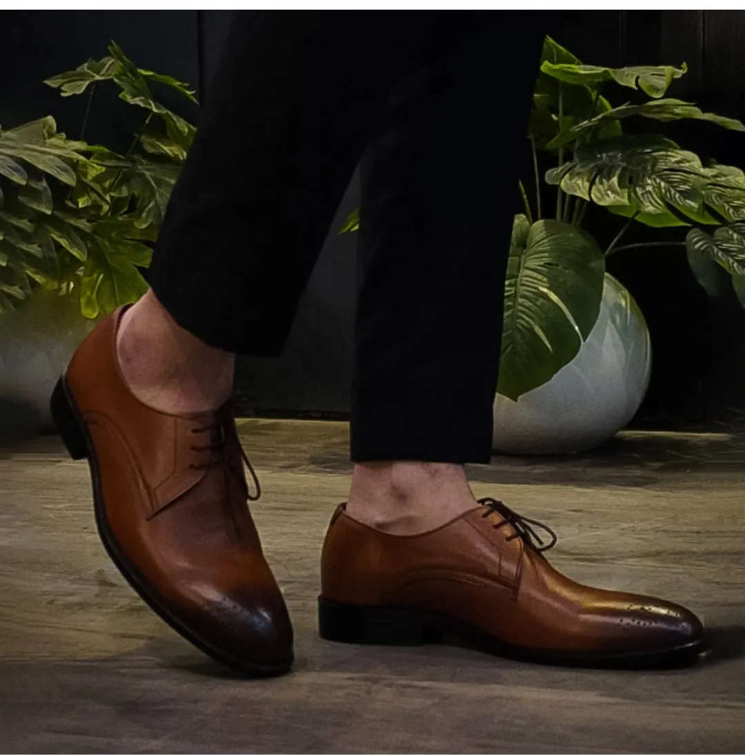 Men's Classic Tan Brown Handmade Leather Monk Oxfords