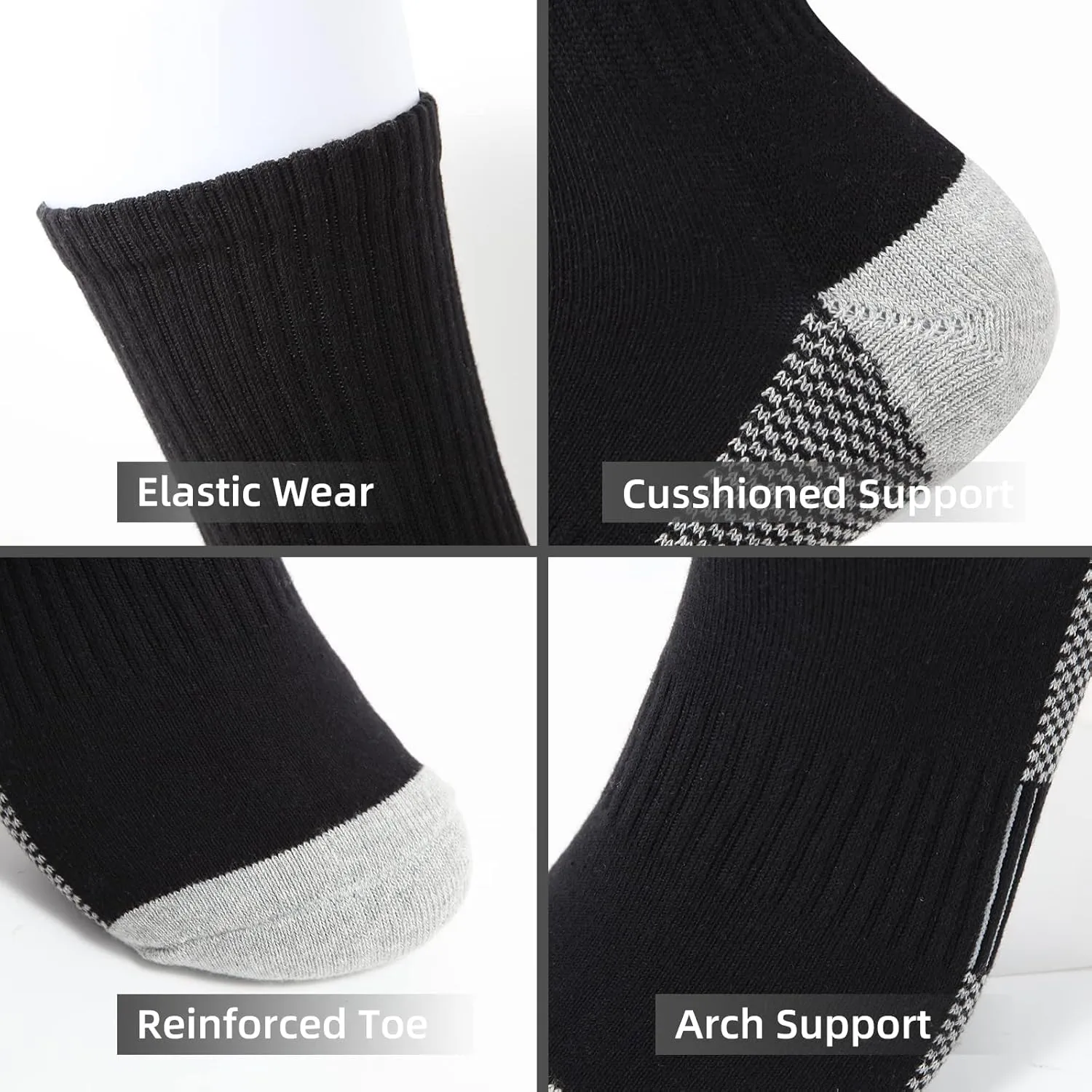 Men's Cotton Moisture Wicking Heavy Cushion Crew Work Socks,6-12, 6Pairs