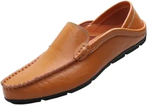 Men's Crocodile Print Leather Loafers - Round Toe, Flat Heel, Slip-Resistant, Anti-Slip Casual Slip-Ons for Parties