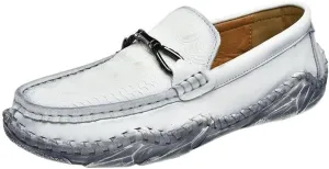 Men's Crocodile Print Leather Loafers - Round Toe Flexible Slip-Resistant Shoes, Comfortable Anti-Slip Slip-Ons for Prom & Casual Wear