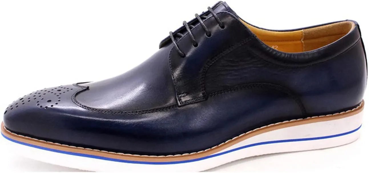 Mens Derby Formal Dress Suit Oxfords Shoes Genunie Leather Wingtip Brogues Modern Shoes Men's Fashion Business Casual Prom Wedding Tuxedo Shoes for Men