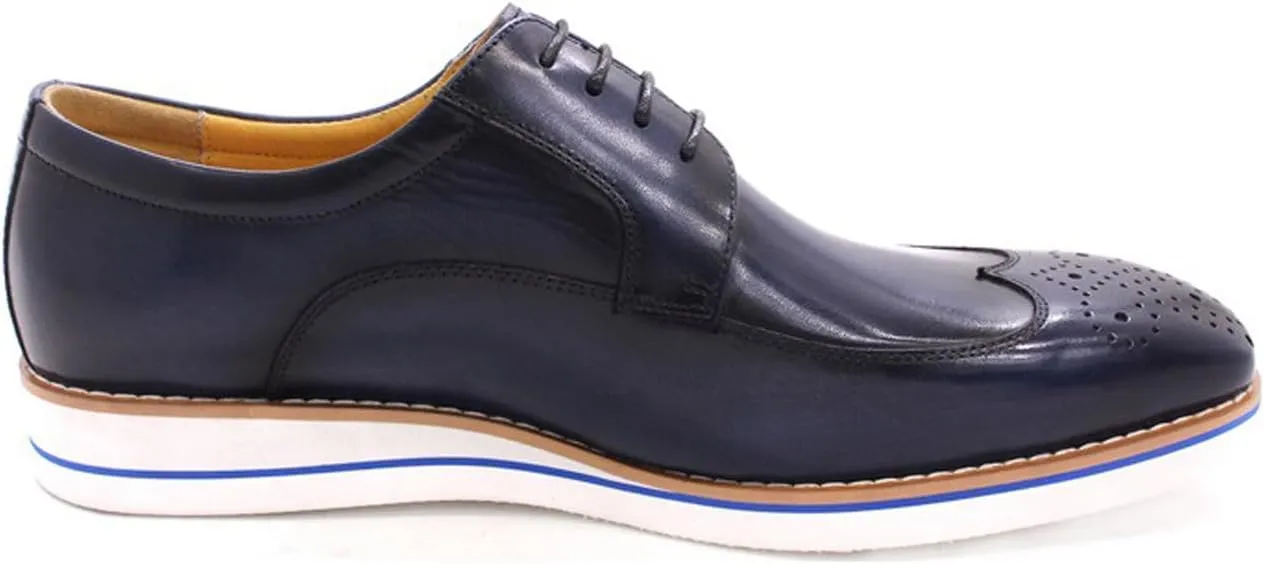 Mens Derby Formal Dress Suit Oxfords Shoes Genunie Leather Wingtip Brogues Modern Shoes Men's Fashion Business Casual Prom Wedding Tuxedo Shoes for Men