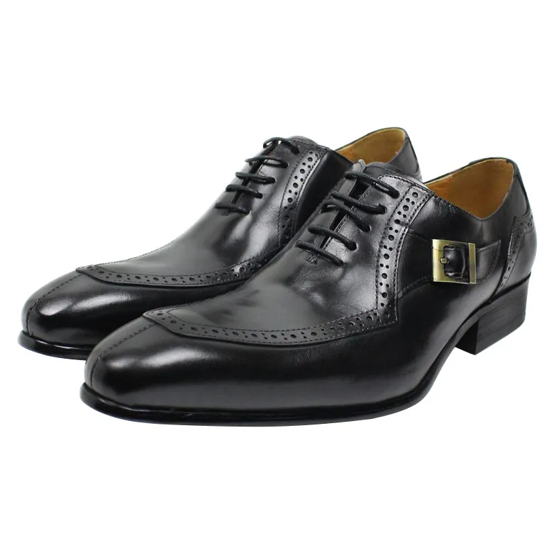 Men's Dress Formal Buckle Longwing Brogues Oxfords