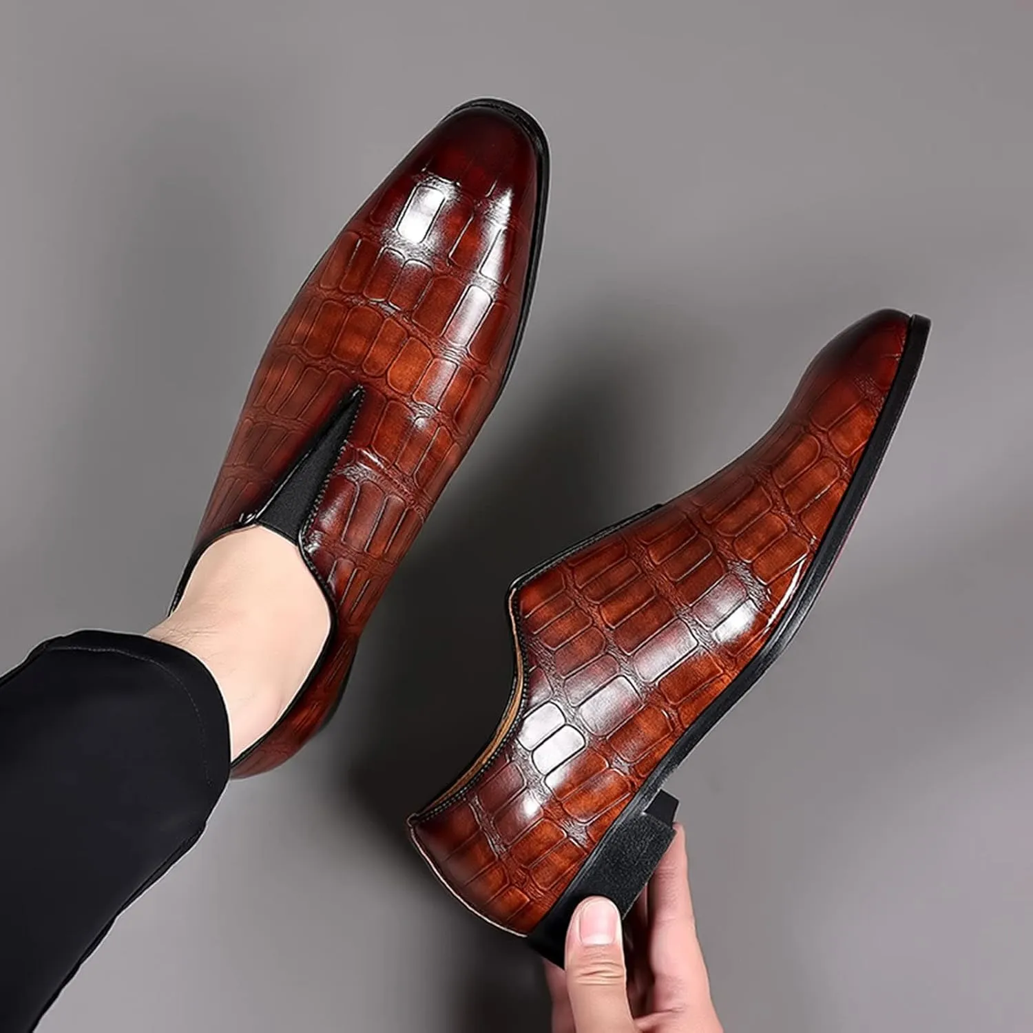 Men's Dress Shoes Classic Casual Loafers Tuxedo Oxford Shoes Formal Wedding Shoes Wide Business Penny Loafers