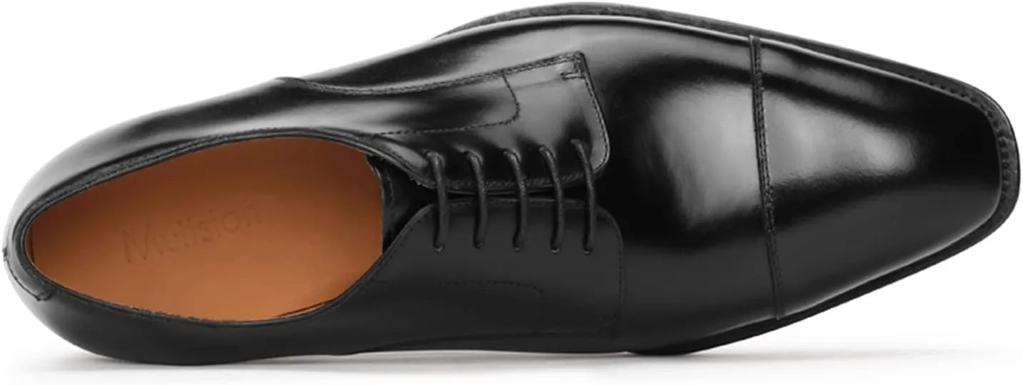 Men’s Dress Shoes Derby Cap Toe Calf Leather for Versatile,Casual,Formal,Wedding