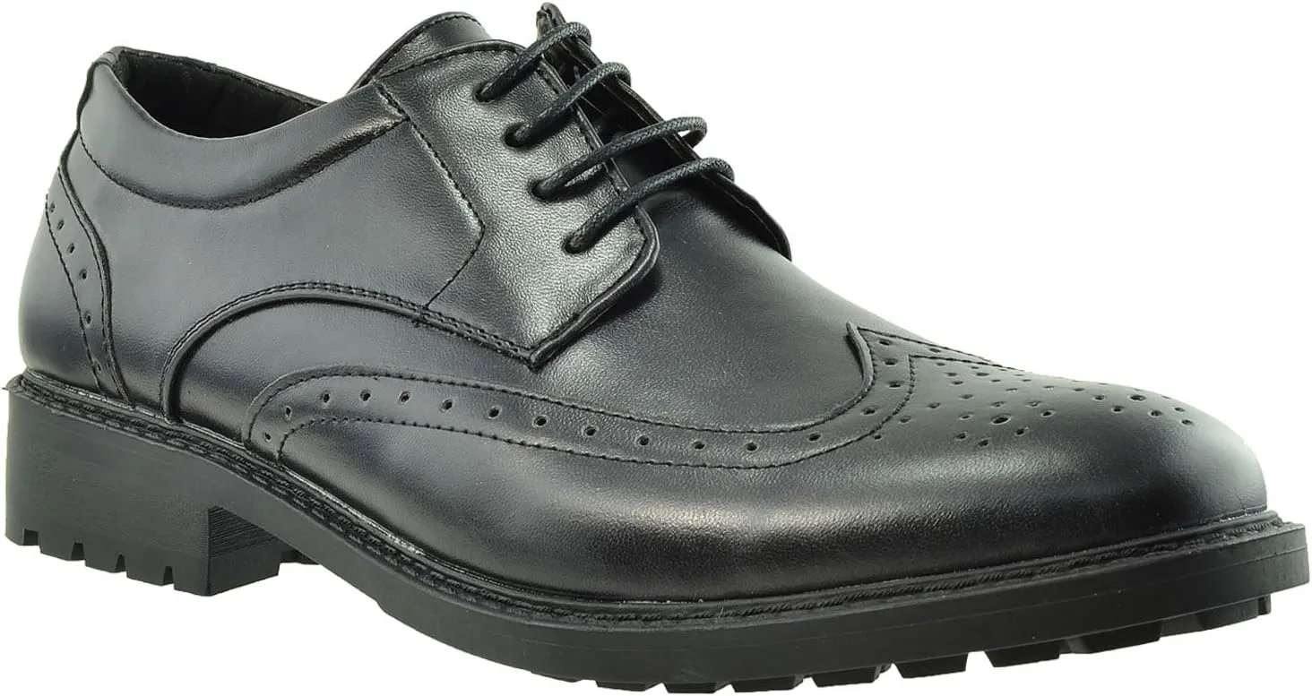 Men's Dress Shoes Derby Wingtip Lace Up Broguing Cap Toe